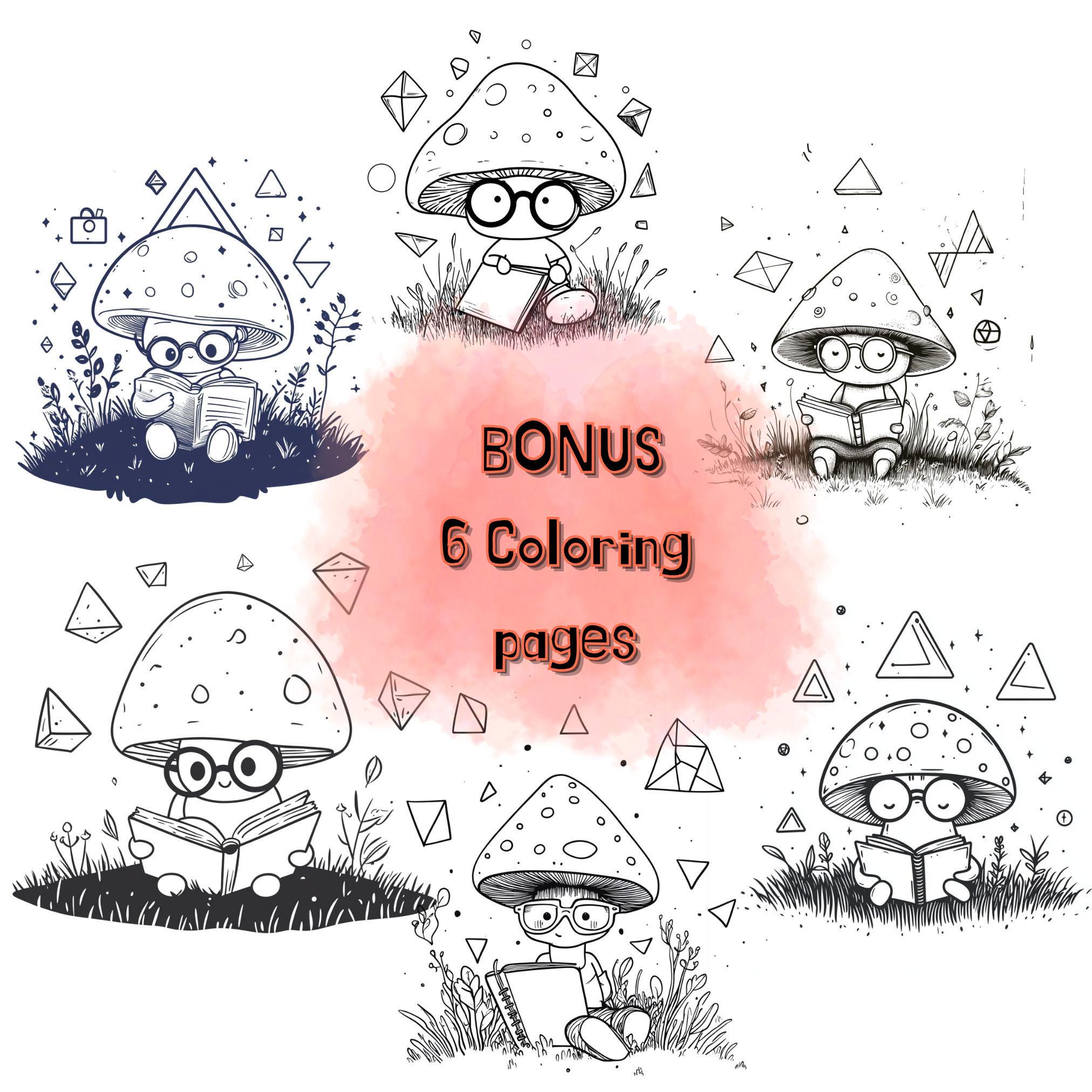 Chibi Math 82 Smart Mushroom Clipart, Chibi Math Clipart, Geometric Study Clipart ...