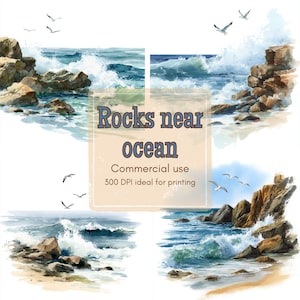 11 Ocean Surf Clipart, Beach Wave Clipart, Coastal Scene Clipart, Printable Watercolor, High-Quality JPGs, Papercraft, Junk Journal