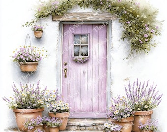 11 Vintage cottage door clipart, Charming door, Printable Watercolor clipart, High-Quality JPG, Digital download, Papercraft, junk journal