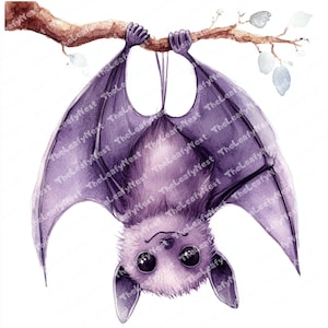 10 Cartoon Bat | Uroczy nietoperz | Chibi Bat | Uroczy clipart | Kawaii nietoperz | Wydrukowalny clipart akwarelowy | Wysokiej jakości JPG PNG | Pobieranie cyfrowe