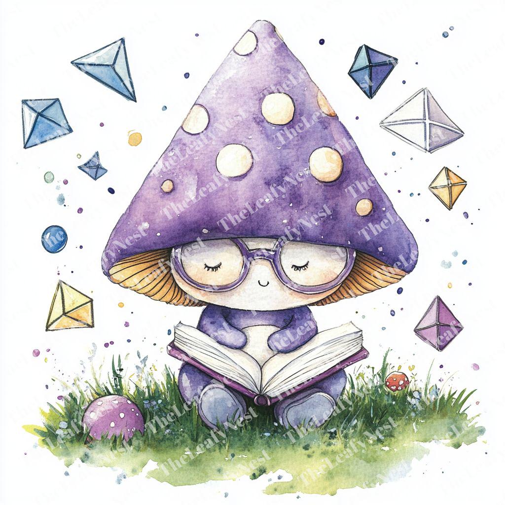 Chibi Math 82 Smart Mushroom Clipart, Chibi Math Clipart, Geometric Study Clipart ...