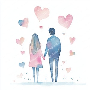10 Couple holding hands clipart | Love clipart | Valentine&#39;s clipart | Printable Watercolor clipart | High Quality JPG PNG |Digital download