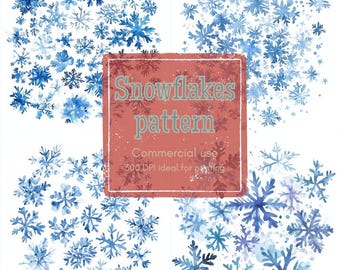 19 Blue Snowflake Clipart, Watercolor Winter Clip Art, Soft Pastel Christmas Art, Digital Download, Junk Journal