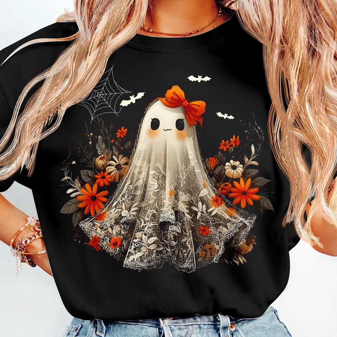 Cute Lace Ghost PNG, Boo in Boojee Halloween PNG, Lace Bow Boo Ghost ...