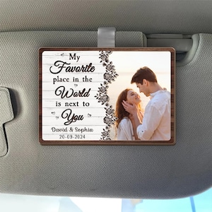 Drive Safe romantisch cadeau, gepersonaliseerde klepclip voor auto, cadeau voor vriend, cadeau voor man, aangepaste foto-autoaccessoire, cadeau-idee voor stel