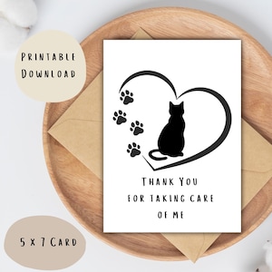 Thank You Card Printable, Thank You for Taking Care of Me, Cat Veterinarian Card, Veterinary Team Card,  Veterinary Nurse Card, Pet Groomer