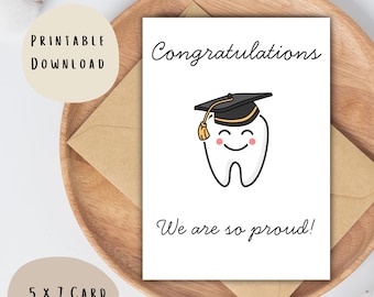 Tarjeta imprimible de felicitación por graduación de odontología, dentista titulado, enfermero/a dental, regalo de graduación de dentista, facultad de odontología, descarga instantánea
