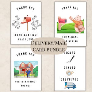 Mail Carrier Thank You Printable Card Bundle, Postie Delivery Driver Thank You Digital Card, Instant Download, USPS, Royal Mail, Postman