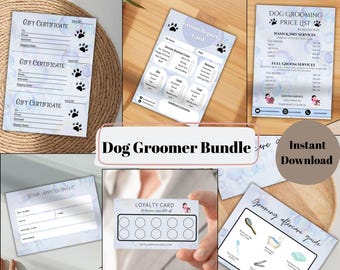 Dog Groomer Business Bundle - Pet Stylist Business Templates - Pet Grooming Business Kit - Dog Groomer Resources -  Editable Templates