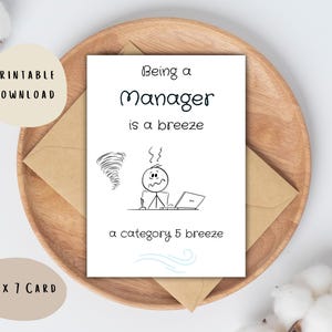 Being a Manager Is A Breeze Printable Card, Manager Appreciation, Manager Thank You Card, New Job Manager, Instant Download