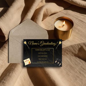 Elegant Black & Gold Graduation Invitation Template