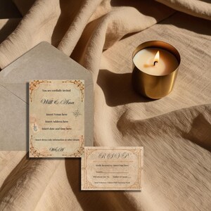 Tarjeta vintage Save the Date con RSVP