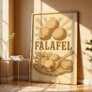 Falafel Art Print | Middle Eastern Food Poster Digital Download | National Dish Wall Decor | Vegan Kitchen Aesthetic Restaurant Decor