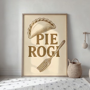 Pierogi Art Print • Polish Dumpling Poster • Digital Download • Babcia Recipe Slavic Kitchen Decor • Vintage Poland • Gift for Pierogi Lover