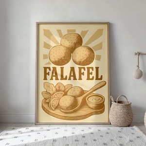 Falafel Art Print | Middle Eastern Food Poster Digital Download | National Dish Wall Decor | Vegan Kitchen Aesthetic Restaurant Decor