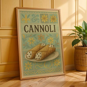 Dolce Vita Cannoli Print • Italian Dessert Art • Digital Download • Luxury Kitchen Decor • Sicily Aesthetic Poster • Creamy Pastry Wall Art