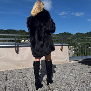 ブラックフォックスファーコート、7分丈 - サイズXL - Etsy 日本