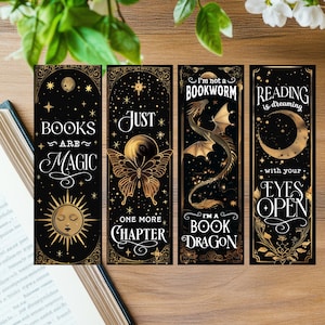 Celestial Bookmarks Set: Moon & Stars 2 Printable Pages (Digital Download)