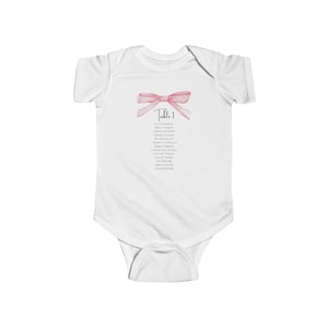 Aangepaste babyshowerdecoratie met roze strik, aangepast tafelnummer babyshower, tabel met zitplaatsen babyshower, tafelnummer babyshower op maat