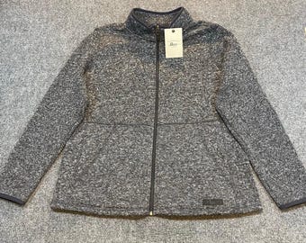 Brand New Vintage G.H. Bass Womens Large Charcoal Gray Full Zip Fleece Jacket