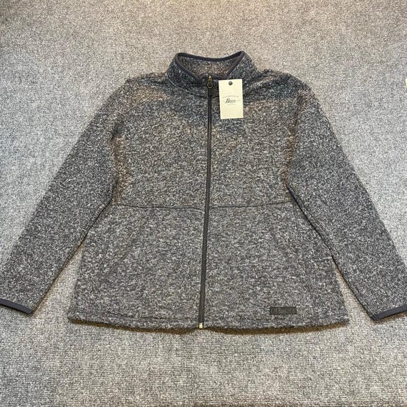 G.H. Bass, Brand New Vintage G.H. Bass Womens Large Charcoal Gray Full Zip Fleece Jacket