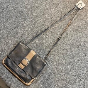 Brighton Vintage 90s Black Tan Leather Flap Crossbody Bag Silver Buckle Pockets image 2