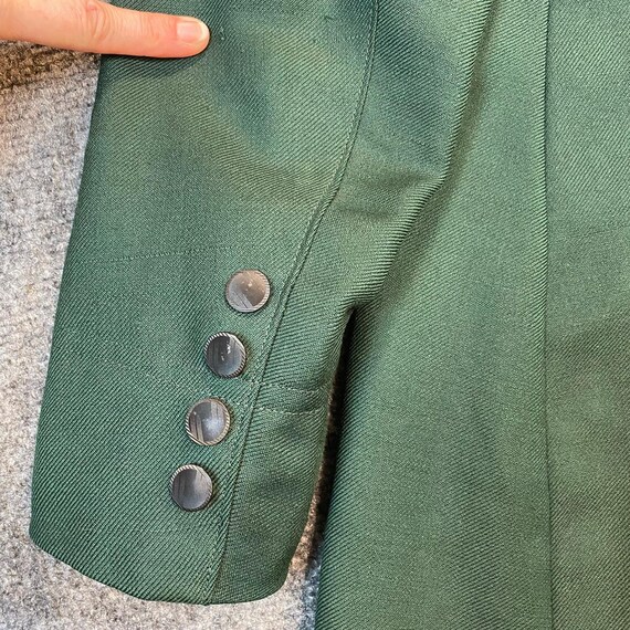 1960-70s Vintage French Green Wool Frock Coat Ope… - image 6