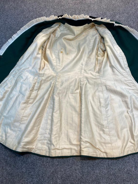 1960-70s Vintage French Green Wool Frock Coat Ope… - image 5