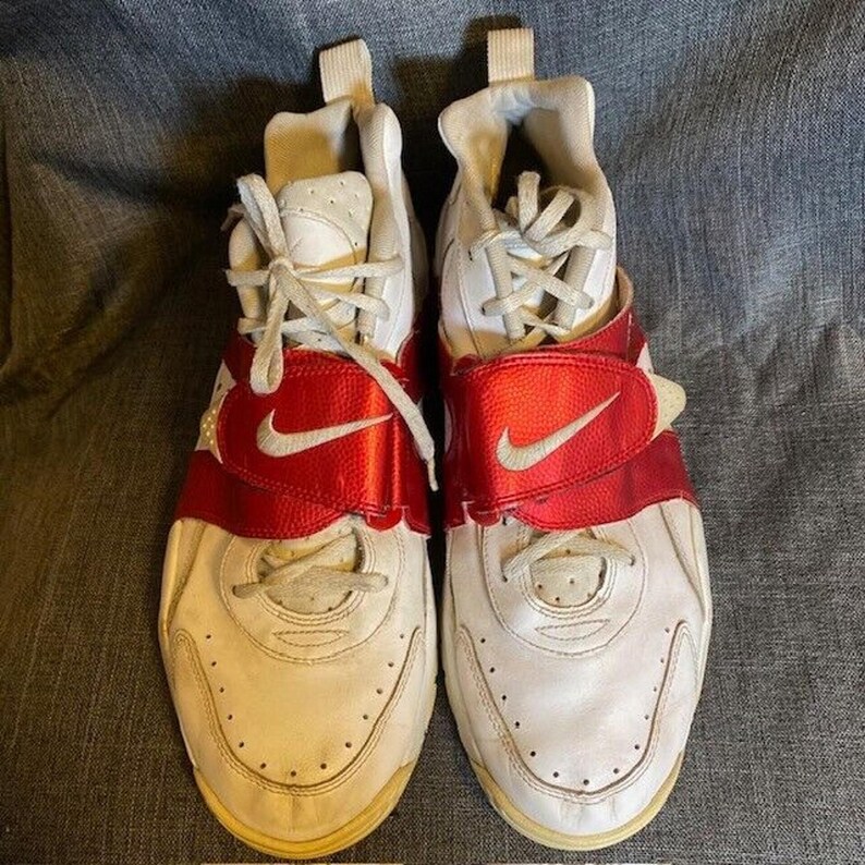 Vintage Nike Air Veer Mens 13 White University Red Strap Shoes Sneakers image 4