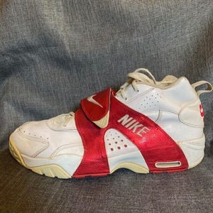 Vintage Nike Air Veer Mens 13 White University Red Strap Shoes Sneakers image 1