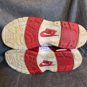 Vintage Nike Air Veer Mens 13 White University Red Strap Shoes Sneakers image 6