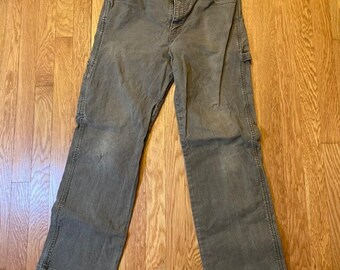 Vintage 90s DICKIES Workwear Mens 32x30 Green Carpenter Pants Cargo Jeans Skater