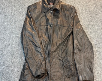 Vintage Options Luis Alvear Womens Small Black Leather Button Down Lined Jacket