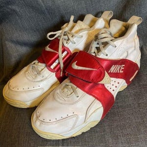 Vintage Nike Air Veer Mens 13 White University Red Strap Shoes Sneakers image 3