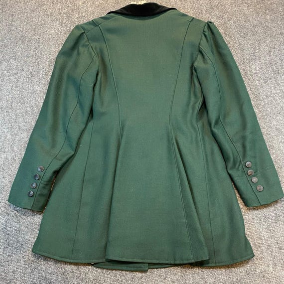 1960-70s Vintage French Green Wool Frock Coat Ope… - image 4