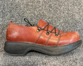 Vintage Dansko Janika Oxford Womens 36 US 6 Red Leather Chunky Comfort Shoes
