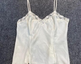 Vintage Vanity Fair Silky Camisole Top Womens Size 38 Large Cream Lace Trim