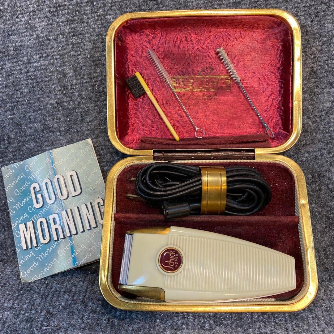 Vintage 1950s Schick Super Electric Shaver With Case Cord Brush ...