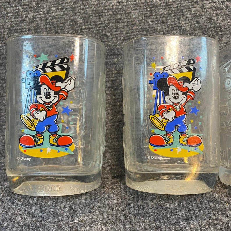 Vintage Set of 5 Mcdonalds Disney Mickey Mouse Magic Glass Tumblers Rare 2000 image 3