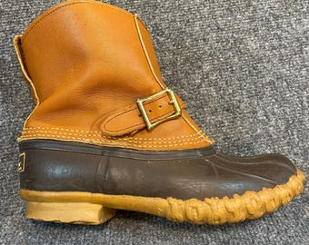 Vintage LL Bean Lounger Duck Boots Slip On Leather Rubber USA Maine Mens 7