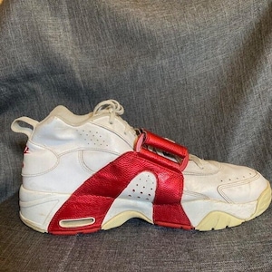 Vintage Nike Air Veer Mens 13 White University Red Strap Shoes Sneakers image 2