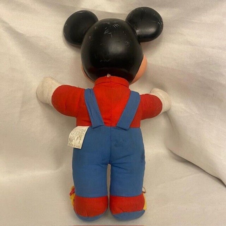 Vintage 80s Mattel Mickey Mouse Learn to Dress 15" Disney Plush Doll Overalls bild 5