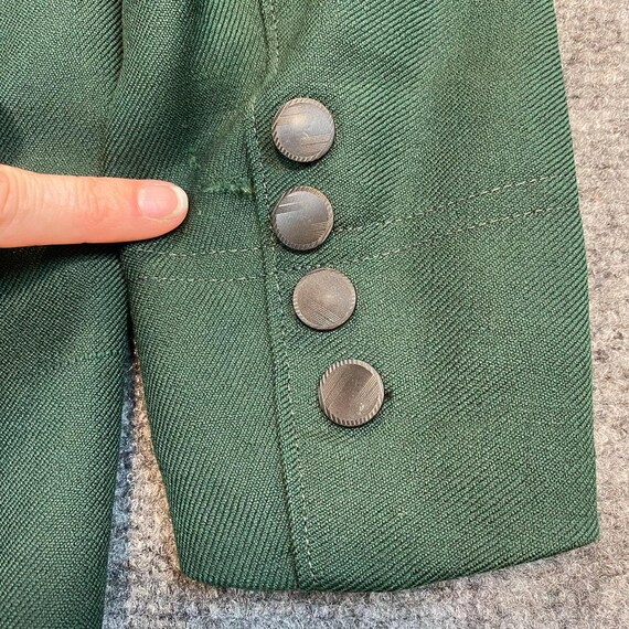 1960-70s Vintage French Green Wool Frock Coat Ope… - image 7