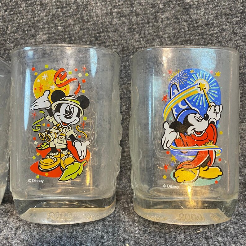 Vintage Set of 5 Mcdonalds Disney Mickey Mouse Magic Glass Tumblers Rare 2000 image 4