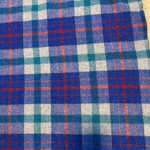 Vintage Pendleton 100% Virgin Wool Blue Plaid Fringe Throw Picnic Blanket Bild 5