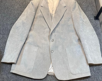 Vintage Paco Rabanne Mens 44L Ultra Suede Gray Blazer Sport Coat Jacket