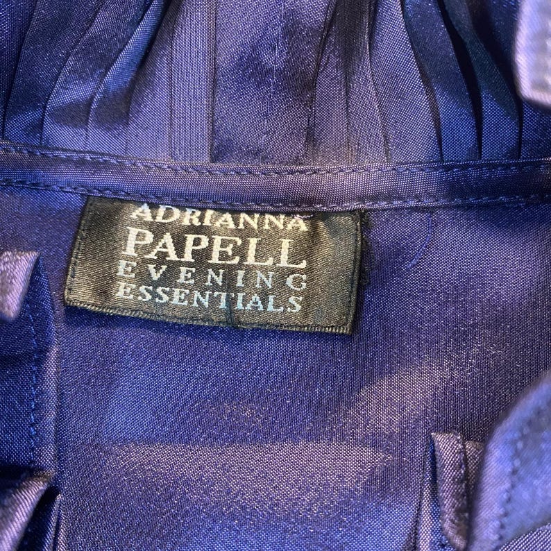Adrianna Papell Vintage Iridescent Purple Ruffled Wrap Top Tie Belt Womens Small Bild 7