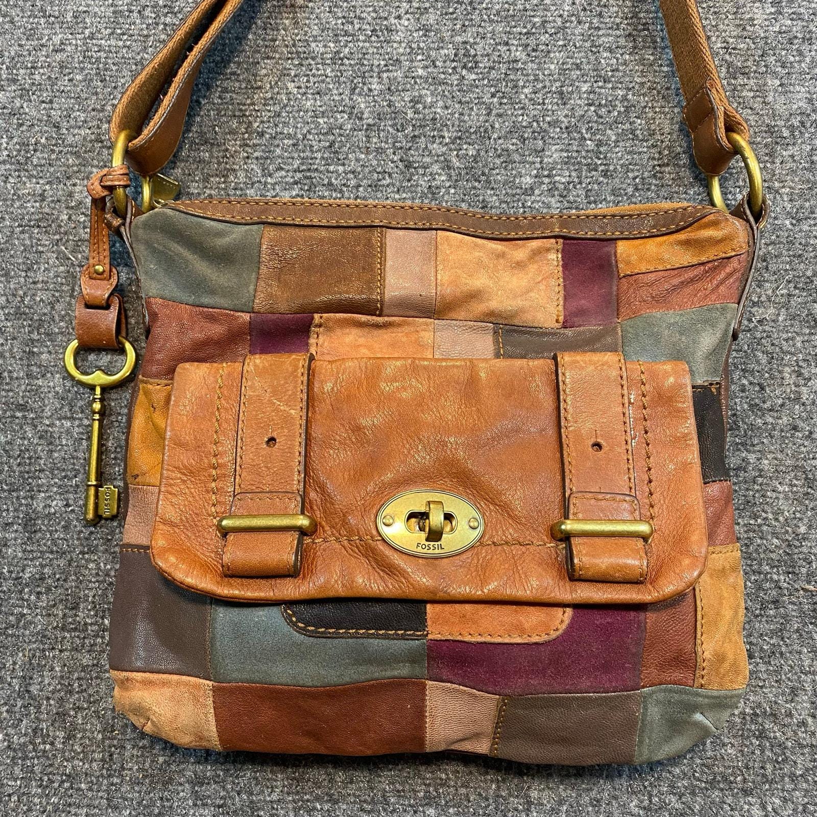 美品✨FOSSIL パッチワーク 本革 レザーバッグ 廃盤 希少 ヴィンテージ Vintage Patchwork Fossil Bag Leather - Etsy