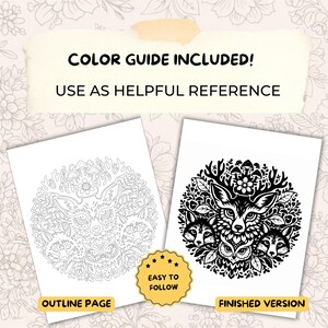 Monochrome Woodland Coloring Book | Forest Animals and Cozy Nature Scenes for Relaxation | Mindfulness Coloring | Minimalist Cozy Coloring image 3
