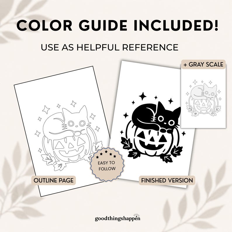 Stress Relief Halloween Coloring Bundle, Cute Ghost & Witch Monochrome Coloring Books, Printable PDF Coloring Pages Bundle coloring printing image 12